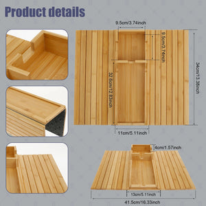 Couch Cup Holder Bamboo Wood Sofa Armrest Tray Foldable Sofa Cup Holder Anti-Slip Couch Arm Cup Holder Sofa Side Storage Tray Aimak Store