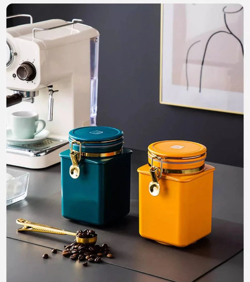 1.1L Storage Bottle Coffee Powder Sugar Container Airtight Can Holder Canister with Valve Household Food Storage Container Aimak Store