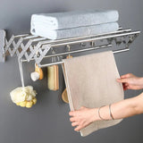 Foldable Clothes Drying Rack Wall-Mounted Clothes Towel Rack Corrosion Resistant Expandable Retractable Bathroom Laundry Rack Aimak Store