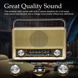 Portable Wooden Retro Bluetooth Speaker Radio FM / AM / SW  Card TF USB MP3 Music Player Aimak Store
