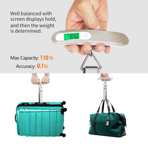 110lb/50kg Portable Electronic Hand Luggage Scale LCD Digital Display Balance Scale Suitcase Travel Weighs Baggage Weight Tool Aimak Store