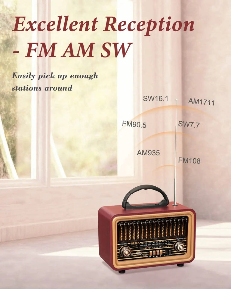 Classical Retro Radio FM/AM/SW Radio Receiver Bluetooth Speaker MP3 Music Player USB/TF Card/AUX Rechargeable 1800mAh battery Aimak Store