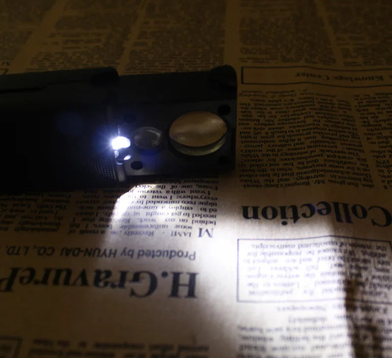 30X 60X Pocket Jewelry Magnifier Slide Out Illuminated Magnifying Glass with LED UV Light Handheld Loupe Lens For Diamond Coins Aimak Store