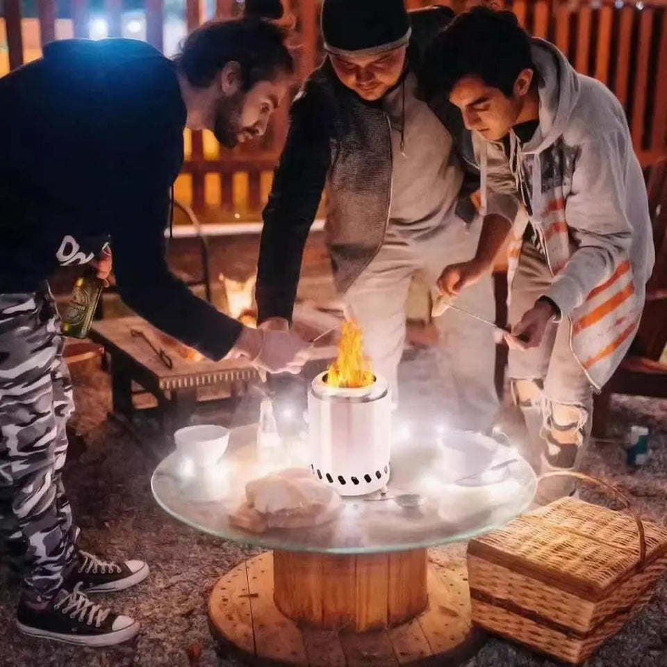 Outdoor Camping Smokeless Stove Portable Stainless Steel Burner Heater Mini Fire Stove Campfire Stove Pit Fire Basin Equipment Aimak Store