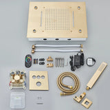 Black Thermostatic Bathroom Shower Faucet Set Remote LED Rainfall Head Faucets Crane 3 Way Concealed Embedded Hot Cold Mixer Tap Aimak Store