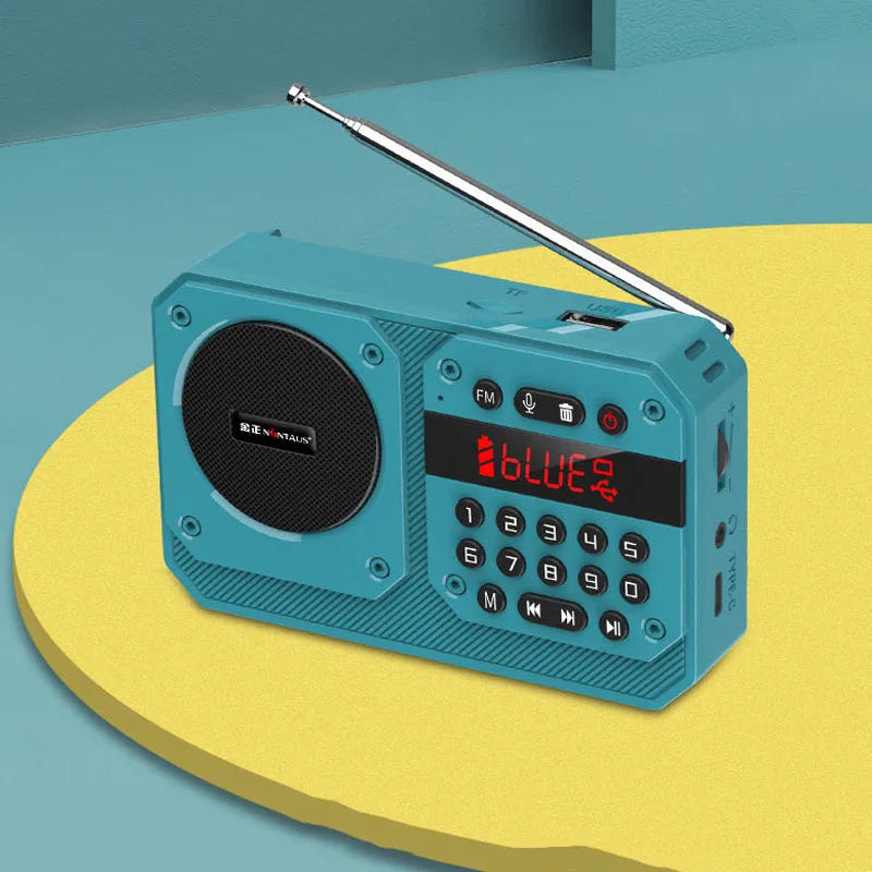 Mini Portable FM Radio High Sensitivity Radios Receiver Wireless Hifi  Bluetooth Speaker with Mic Support Recording TF USB Play Aimak Store