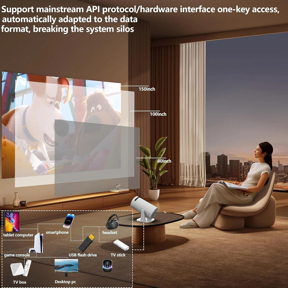 X8 Projector with wifi and bluetooth, rotate at any angle, outdoor portable, automatic button calibration for mobile phones, tv Aimak Store