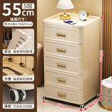 Modern Minimalist Nightstand with Drawers|Faux Wood Bedside Storage Cabinet Movable Bedroom Organizer Space-Saving HomeFurniture Aimak Store