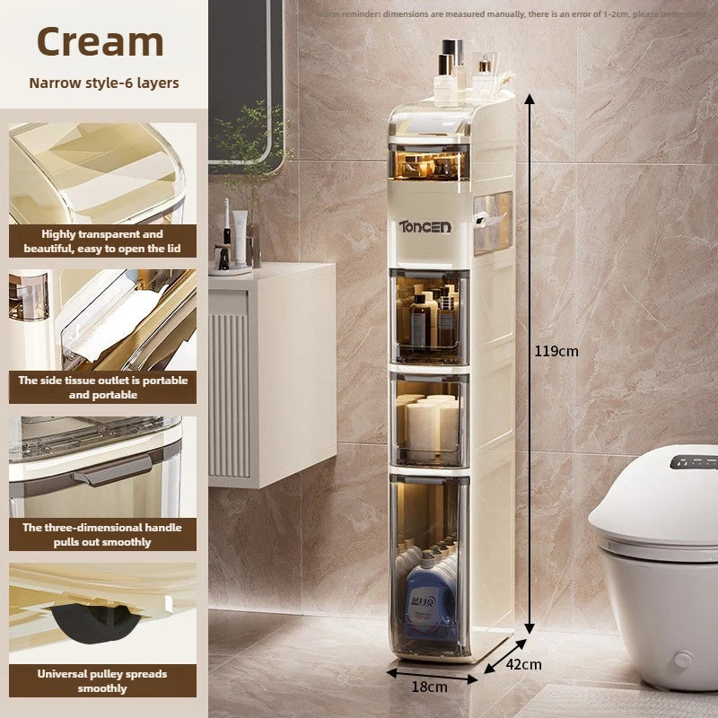 Bathroom crevice wardrobe storage cabinet, bathroom shelf, bathroom toilet storage cabinet, toilet side storage cabinet Aimak Store