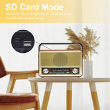 Portable Wooden Retro Bluetooth Speaker Radio FM / AM / SW  Card TF USB MP3 Music Player Aimak Store