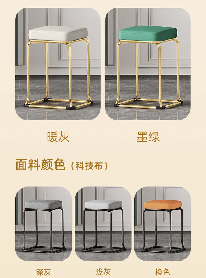 Simple and Luxurious Stackable Square Stool Enlarged and Thickened Round Stool Dirt Resistant Technology Cloth Stool Aimak Store