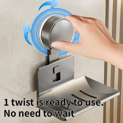 No-Drill Suction Cup storage Soap Box Wall Mounted Space Soap Storage Rack Non Perforated Household Drain Soap Dish Box