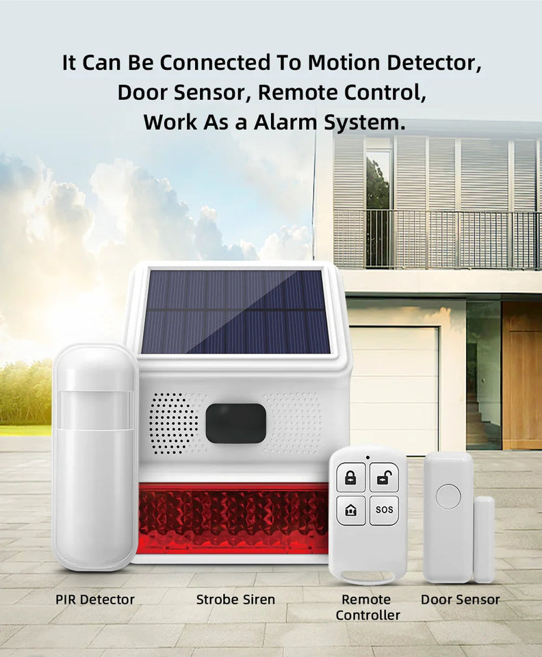 433MHZ Wireless Solar SIren Sound Light Flash Alarm Outdoor Alarm Horn for PGST GSM Home Security Alarm System Aimak Store