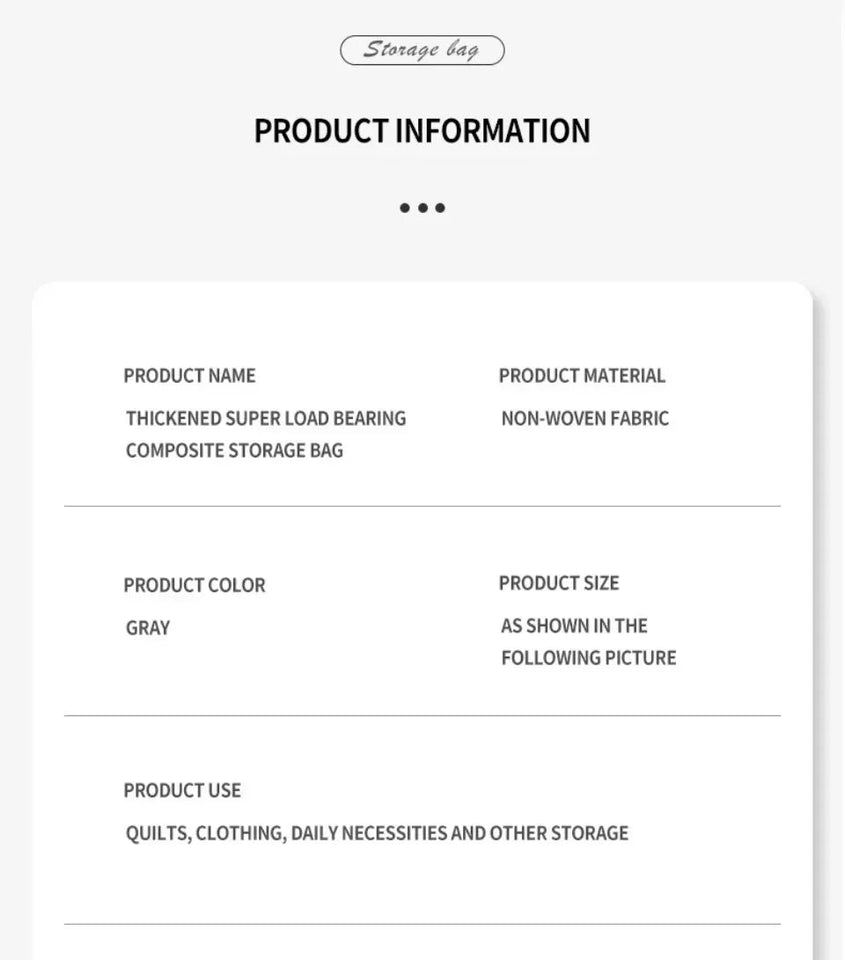 Clothing and Quilt Bag Thickening and Widening Strong Load Bearing Capacity Storage Bag Big Opening Non Woven Fabric Packing Bag Aimak Store