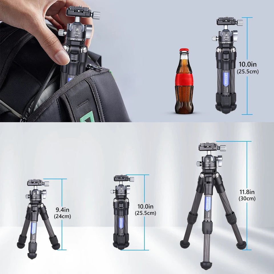 ARTCISE CS15C Carbon Fiber Compact Travel Portable Tabletop Mini Tripod with 360° Panorama Ballhead for DSLR Camera Mobile Phone Aimak Store