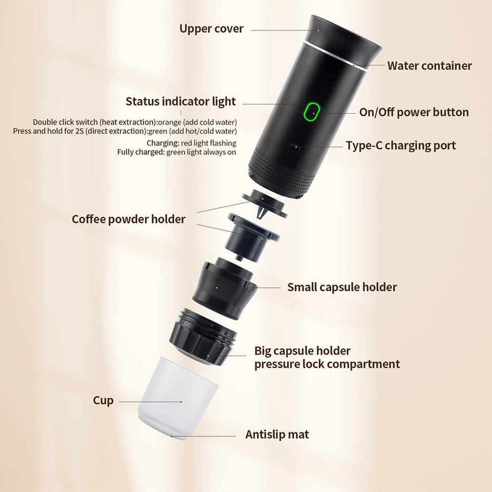 3-in-1 Portable Coffee Maker Espresso Coffee Maker For Car Home Camping Travel Capsule Powder Automatic Coffee Maker Aimak Store