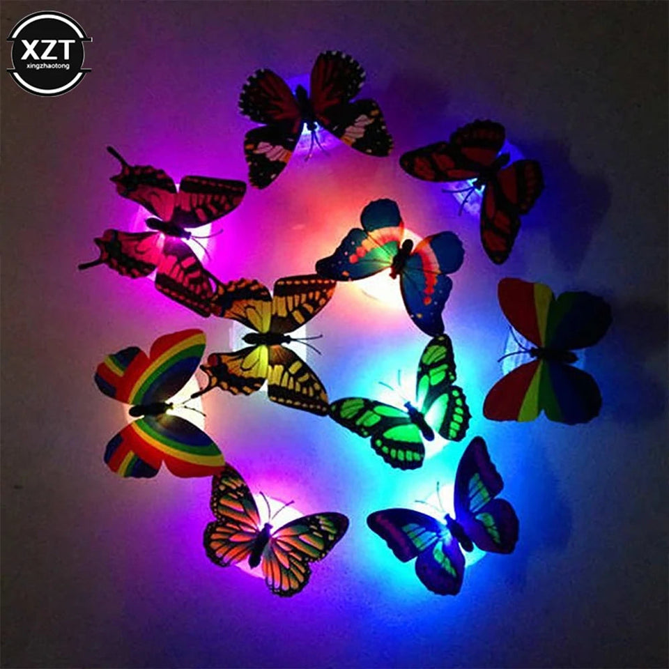 1pcs 3D LED Butterfly Decoration Night Light Sticker Single and Double Wall Light for Garden Backyard Lawn Party Festive Party ﻿ Aimak Store