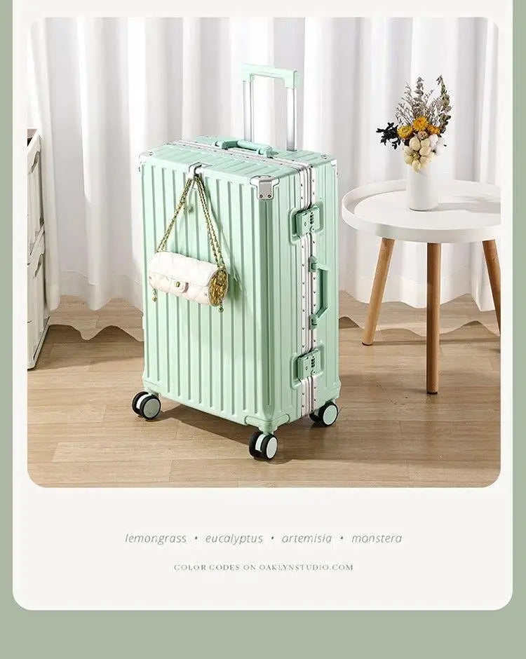 Aluminum Frame Travel Suitcase Faionable Multi-Functional Lage with Cup Holder Universal Wheel Carry-On for Men And Women Aimak Store