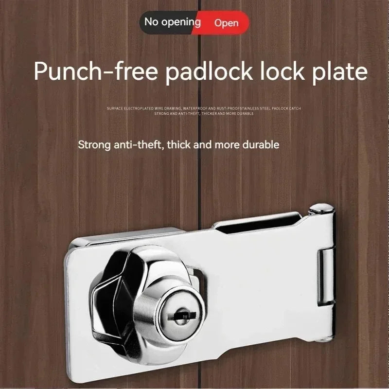 No Punching Three-fold Drawer Two-fold Lock Plate Buckle 90°180° Installation Wooden Door Sliding Door Wardrobe File Cabinet Aimak Store
