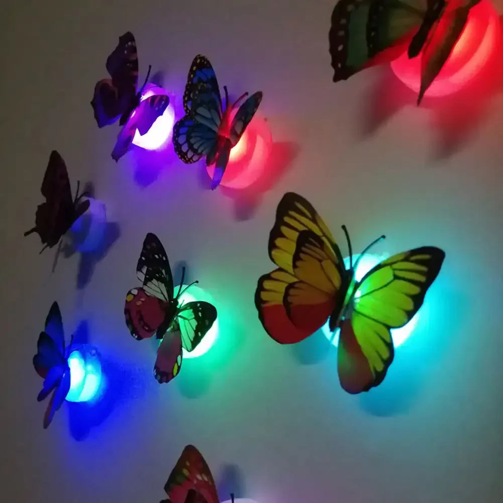 Double Layer Butterfly Night Lights Creative Colorful Luminous Butterfly Lights Lighting Pasteable Led Decorative Wall Lamp Leds Aimak Store
