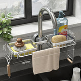 Kitchen Space Aluminum Sink Drain Rack Sponge Storage Faucet Holder Soap Drainer Shelf Basket Organizer Bathroom Accessories Aimak Store
