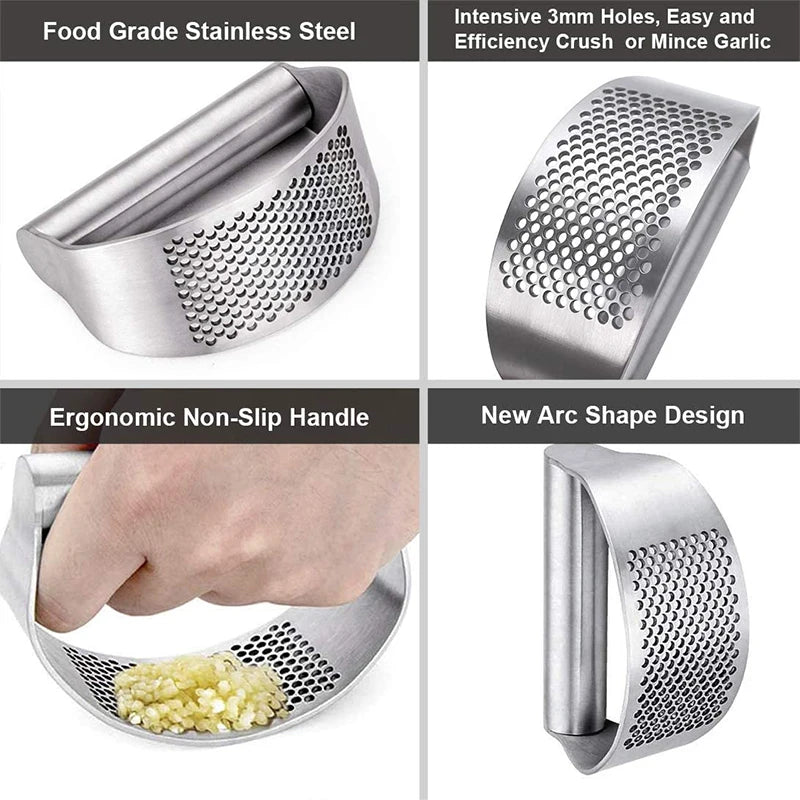 Upgraded Stainless Steel Garlic Press Squeezer Manual Garlic Ginger Rocker Crusher Garlic Cutting Mince Tools Kitchen Gadgets Aimak Store