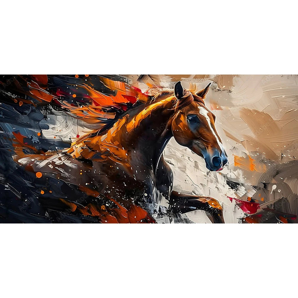 Abstract Black Gold Horse Print Canvas Painting, Modern Textured Running Horse Poster Wall Art, For Living Room Decor, No Frame Aimak Store