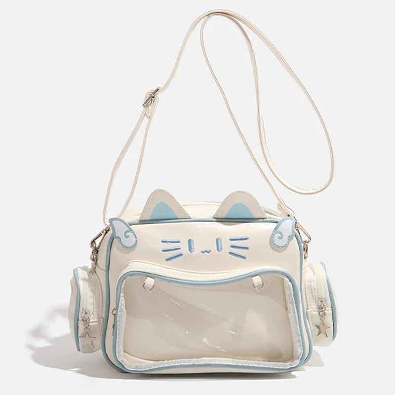 Y2K Ita Bag Cat PU Backpack – Foldable, Adjustable Strap, Secure Zipper, Preppy Style Cute Schoolbag Aimak Store