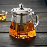 Heat Resistant Glass Teapot With Stainless Steel Coffee Infuser Heated Container Tea Pot Good Clear Kettle Square Filter Baskets Aimak Store