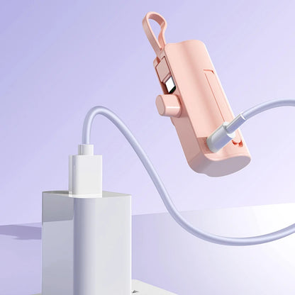 5000/10000/20000mAh 2IN1 Mini Power Bank Pocket External Battery Plug Portable Power Bank For iPhone Huawei Fast Charging Outdoo