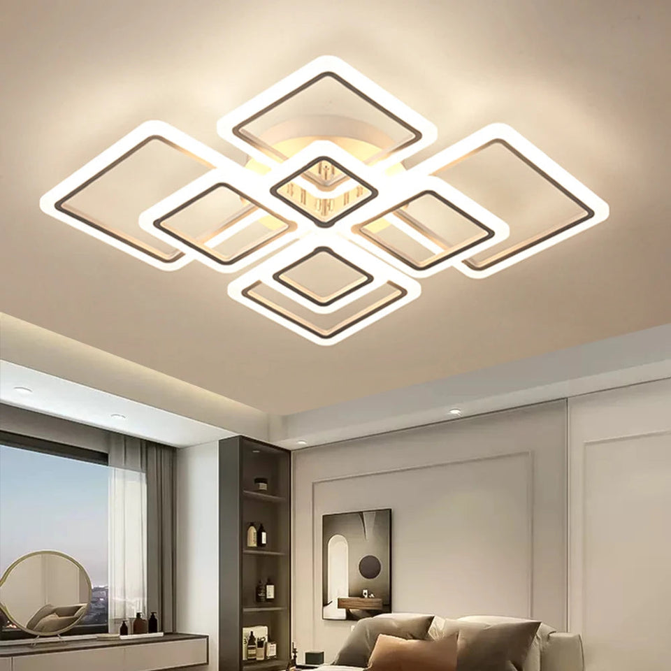 Nordic Pendant Light Ceiling Lamp Modern square LED Chandelier Suitable for Bedrooms Living Rooms Kitchen Dining Lighting Decor Aimak Store