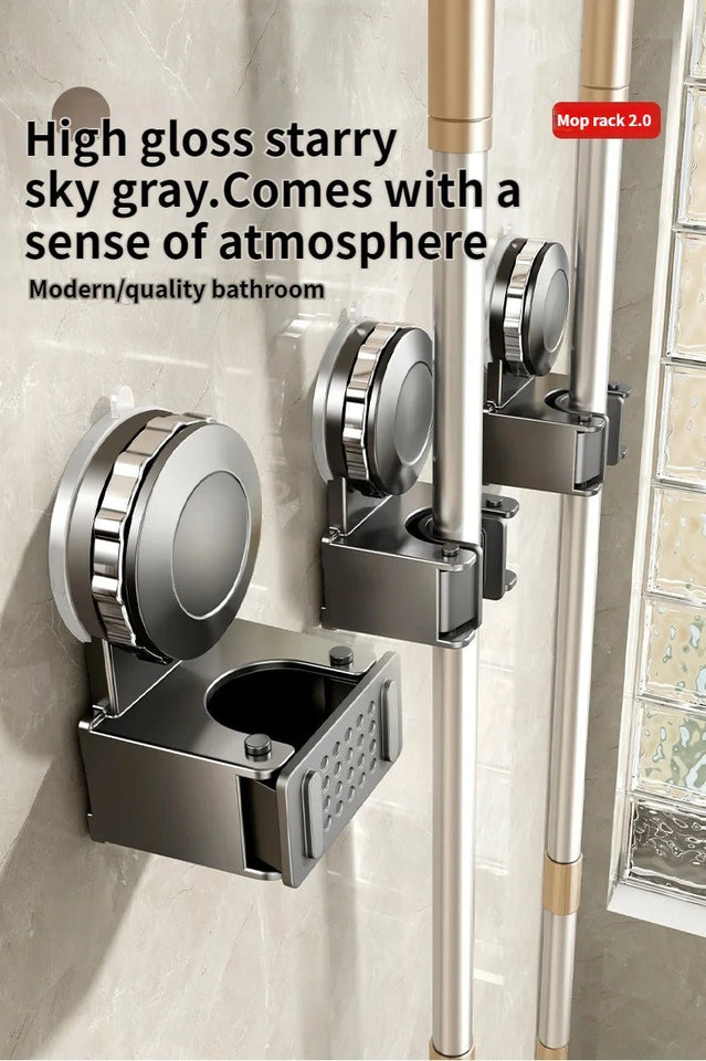 No Need To Drill Suction Cup Wall-mounted Suction Cup Mop Clip, Bathroom Mop Storage Rack, Bathroom Household Strong Mop Hook Aimak Store