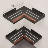 Bathroom Shelf Corner Space Aluminum Wood Bathroom Triangle Basket Shower Room Storage Rack Wall Mounted Aimak Store