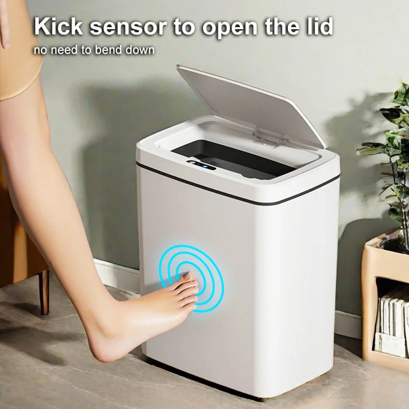 3.7 Gallon Smart Induction Trash Can, 14L Trash Can With Motion Sensor Induction, Infrared Induction, Kick Open Lid, Contactless Aimak Store