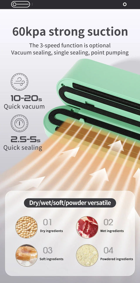 BIESUO Mini Wireless Fully Automatic Vacuum Sealing Machine Household Small Portable Food Packaging Plastic Sealing Machine Aimak Store