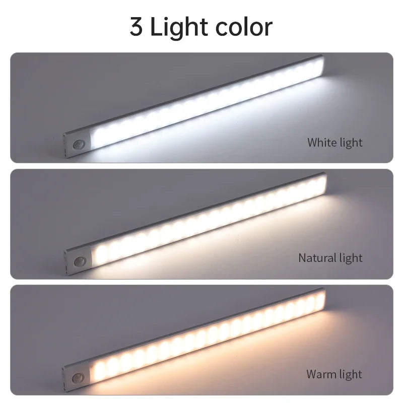 10/20/30/40/50CM Under Cabinet Led Light Sensor Movement Rechargeable Wireless Led Lamp Night Light Cupboard Bedroom Wardrobe Aimak Store