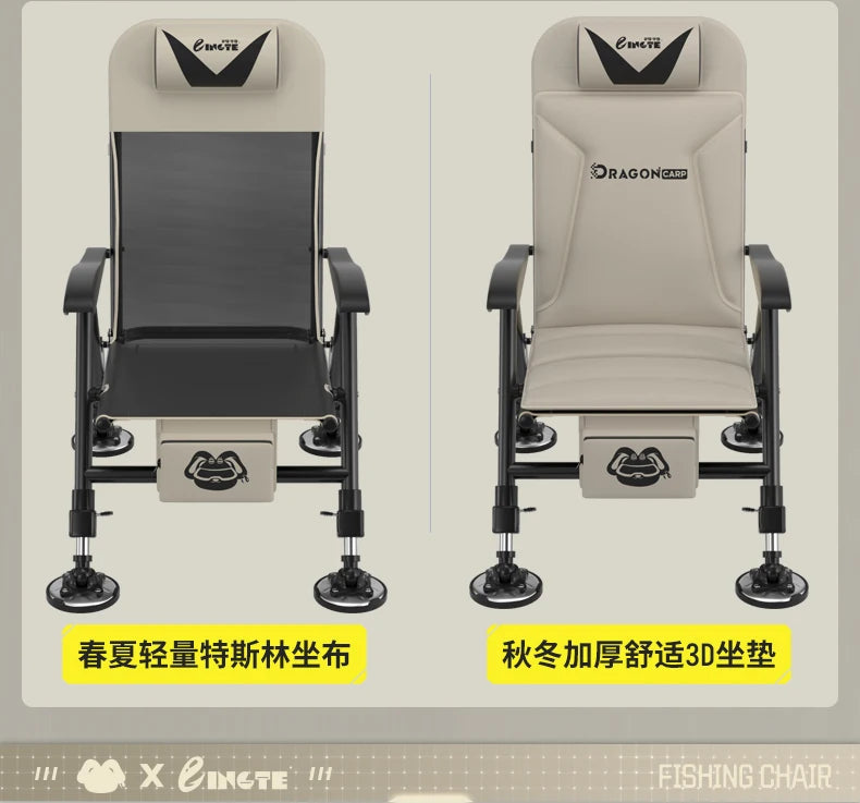 Ultralight European Folding Lounge Chair Fishing All-Terrain Portable Recliner Infinite Height Adjustment Ergo Wide Seat Comfort Aimak Store