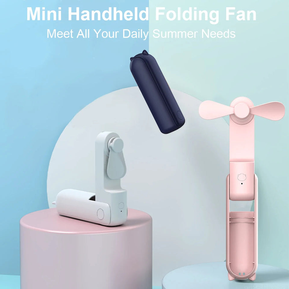 Portable Fan 2000mAh USB Rechargeable 3 Speed Mini Handheld Foldable Fan Hand Held Small Pocket Travel Fan with Handy Power Bank Aimak Store