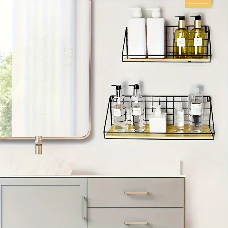 1pc/wall storage rack bedside punch-free shelf dormitory wall-mounted wall hanging basket partition storage rack Aimak Store