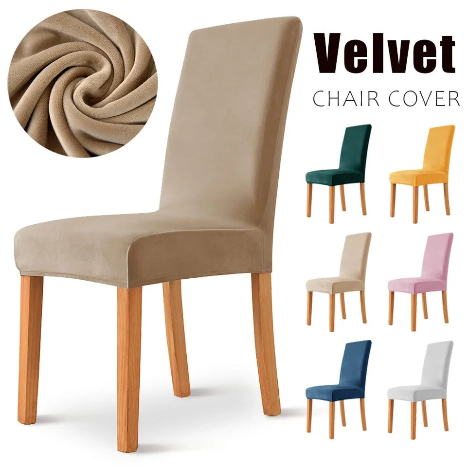1/2/4/6PCS Velvet Chair Cover Super Soft Elastic Dining Chair Slipcover Seat Cases For Kitchen Dining Room Wedding Banquet Home Aimak Store