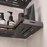 Bathroom Shelf Corner Space Aluminum Wood Bathroom Triangle Basket Shower Room Storage Rack Wall Mounted Aimak Store