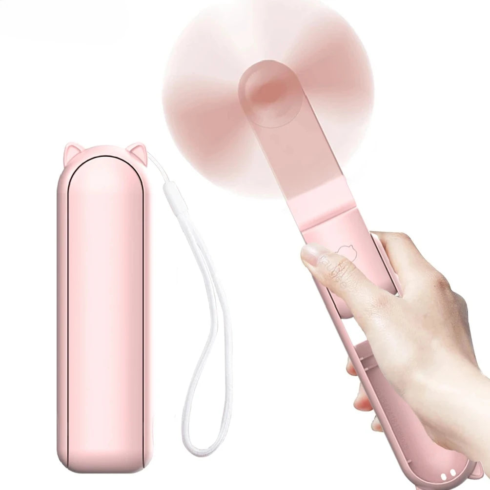 Portable Fan 2000mAh USB Rechargeable 3 Speed Mini Handheld Foldable Fan Hand Held Small Pocket Travel Fan with Handy Power Bank Aimak Store