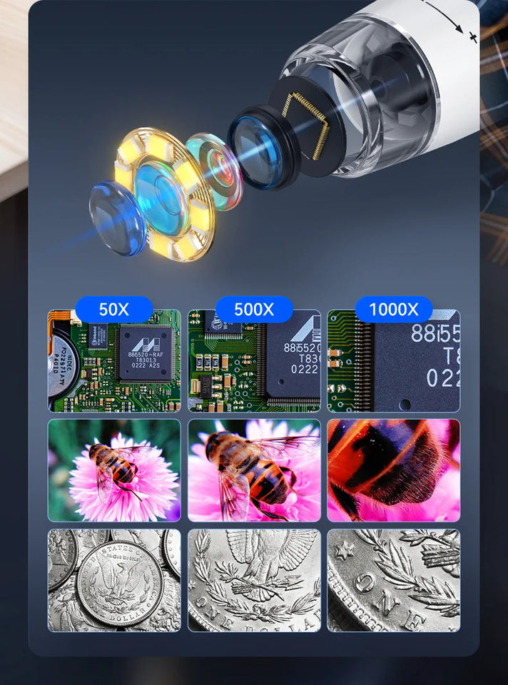 1000X 4.3" LCD Digital Microscope 1080P Coin Microscopio 8 LED Lights USB Magnifier Soldering Repair Video Microscope for Coin Aimak Store