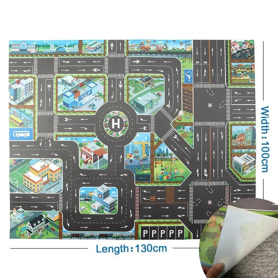 Children Playmat Activity Surface Waterproof Map Kids Animal Road Toy Baby Dinosaur Road Portable Carpet Farm Road Non-Toxic Mat Aimak Store