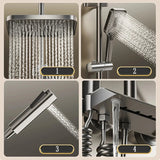 Piano Keys Shower System Set Bathroom Shower Set Gray Black Bathtub Hot and Cold Shower Faucet LED Digital Copper Tap Shower Set Aimak Store