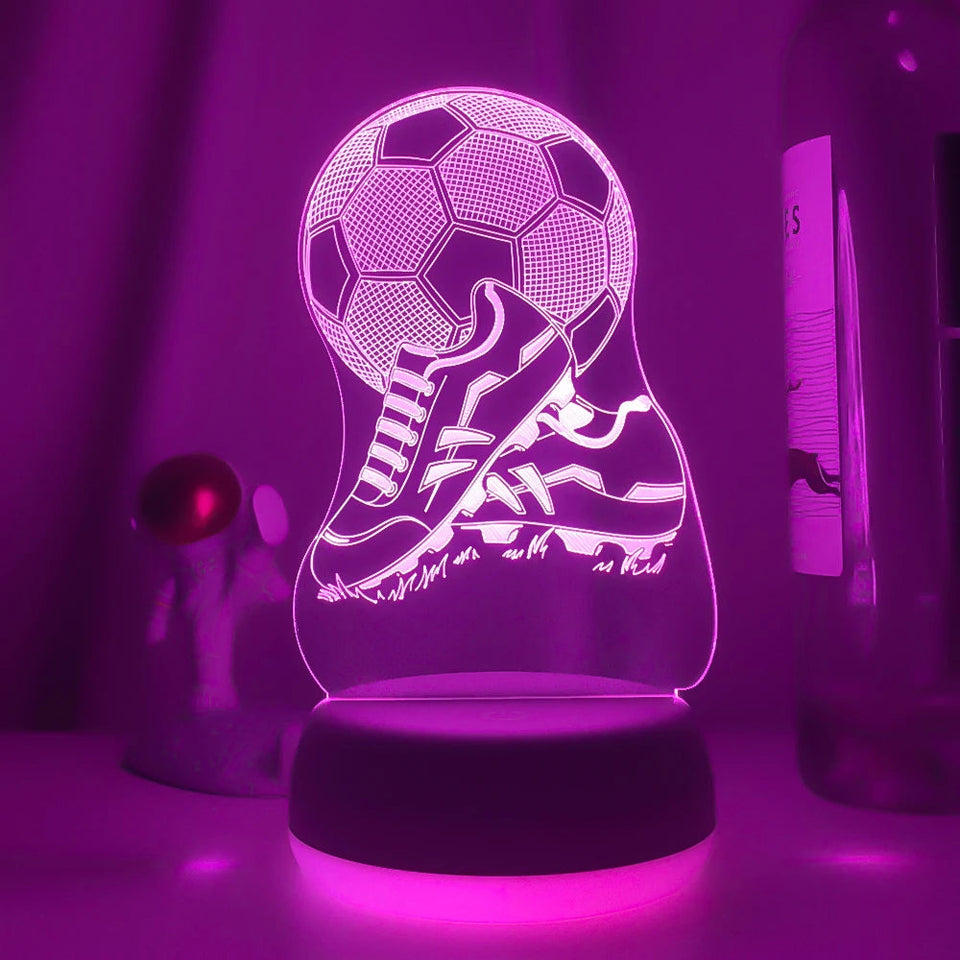 New 3d Illusion Kids Night Light Football 7 Colors Changing Nightlight for Child Bedroom Atmosphere Soccer Room Desk Lamp Gifts Aimak Store