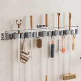 Mop and Broom Organizer Mop Holder Rack Mop Holder Wall Mounted Strong Broom Mop Holder Shelf with Hooks Organizers Hang Broom Aimak Store