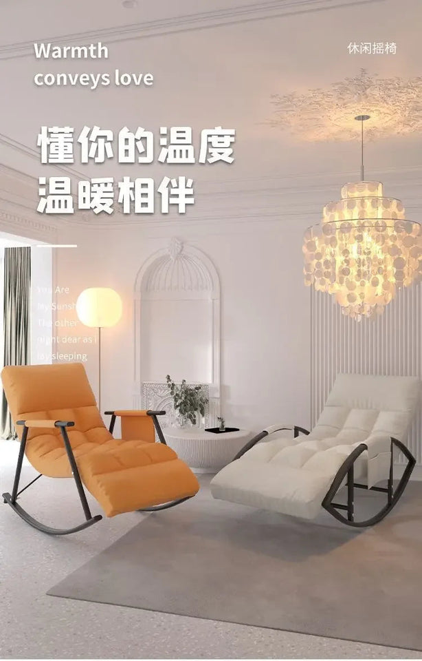 Rocking Chair Folding Nordic Balcony Lazy Chair Adult Leisure Technology Cloth Rocking chairs Sofa Bedroom Garden Lounge Seat Aimak Store