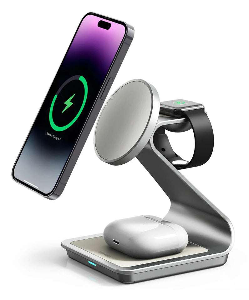 Bonola Magnetic 3 in 1 Wireless Charger for iPhone 15/13/14 Pro Max/12 30W Wireless Charging Station for Apple Watch/AirPods Pro Aimak Store