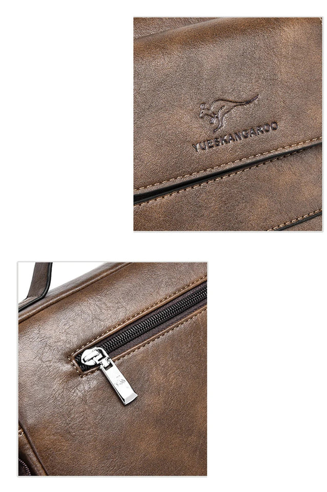 Men'S Briefcase Shoulder Business Square Tote PU Leather Cross Handbag Messenger Crossbody Square Side Phone Pouch Hand Bag Male Aimak Store